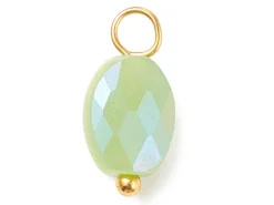 10 pendentifs irisés à facettes en verre - ovale - tons verts - 13 x 6 mm
