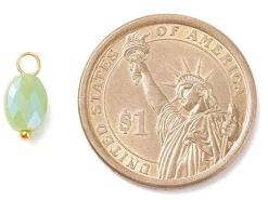 10 pendentifs irisés à facettes en verre - ovale - tons verts - 13 x 6 mm