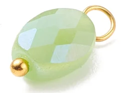 10 pendentifs irisés à facettes en verre - ovale - tons verts - 13 x 6 mm