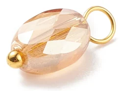 10 pendentifs irisés à facettes en verre - ovale - tons lilas - 13x6 mm