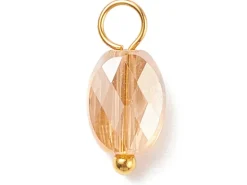10 pendentifs irisés à facettes en verre - ovale - tons lilas - 13x6 mm