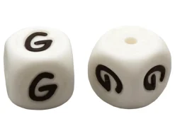 1 perle carré 12 mm en silicone - Lettre G