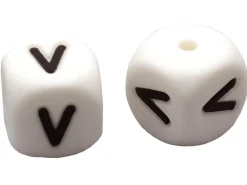 1 perle carré 12 mm en silicone - Lettre V