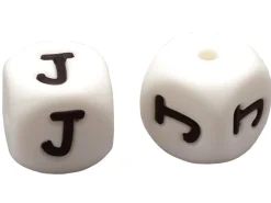 1 perle carré 12 mm en silicone - Lettre J