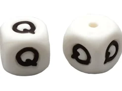 1 perle carré 12 mm en silicone - Lettre Q