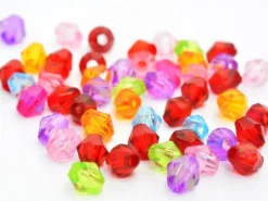 50 perles à facettes en plastique 4 mm- multicolore