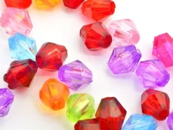 50 perles à facettes en plastique 4 mm- multicolore