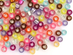 100 perles basiques en plastique - effet métallisé intérieur - 6 mm