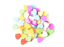 50 perles coeur en bois vernis - 18 mm