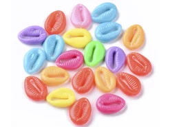50 perles coquillages cauri en plastique - multicolore