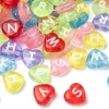 200 perles cœur en plastique - lettres alphabet - 11 mm