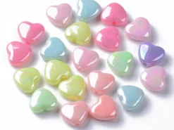 50 perles cœurs nacrés - 12 mm