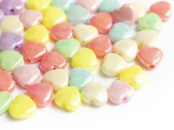50 perles cœurs nacrés - 12 mm