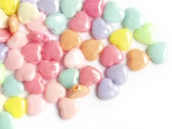 50 perles cœurs nacrés - 12 mm
