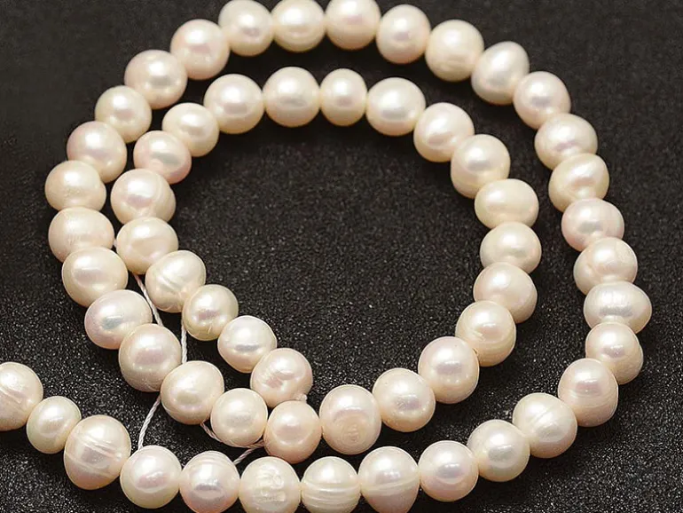 20 perles de culture - forme graine - 7 mm environ