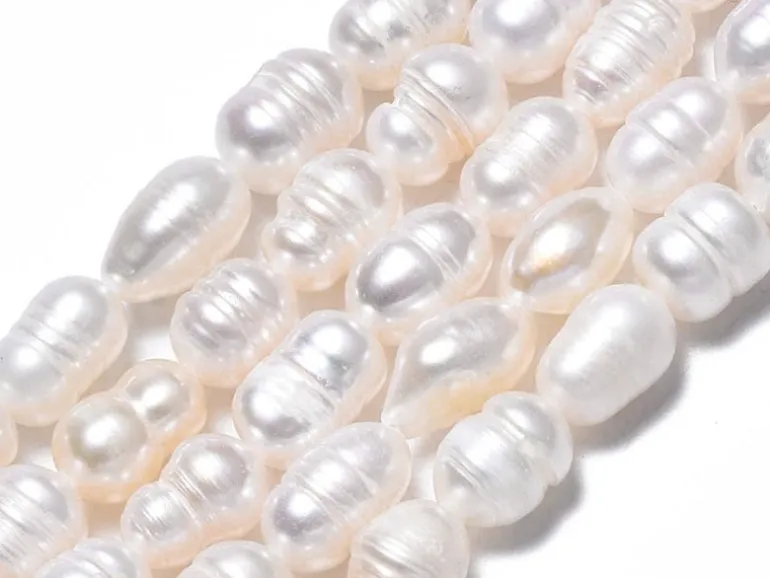 20 perles de culture forme grain de riz - 10 mm env