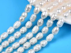 20 perles de culture forme grain de riz - 10 mm env