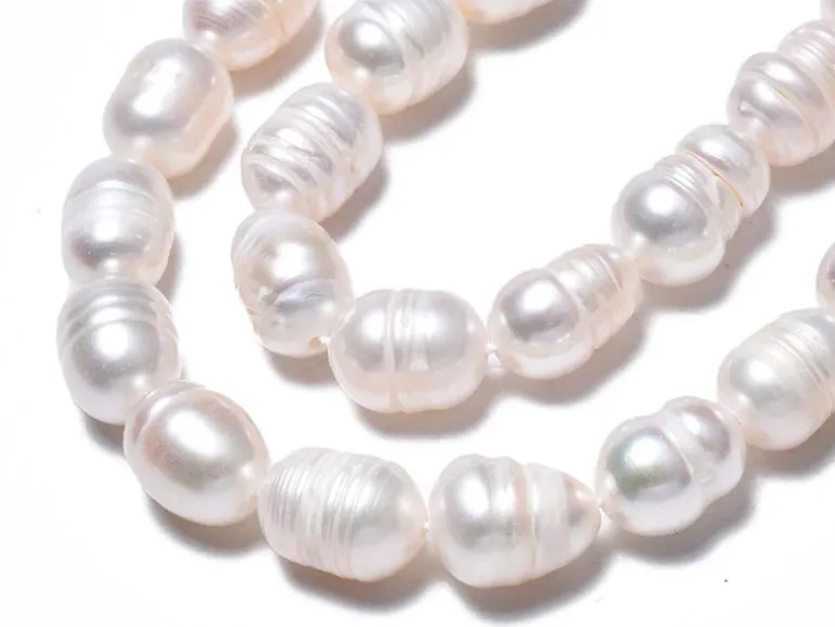 20 perles de culture forme grain de riz - 10 mm env