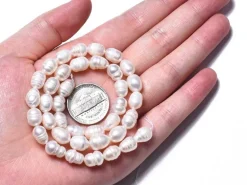 20 perles de culture forme grain de riz - 10 mm env