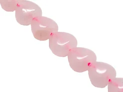 10 perles de quartz naturel coeur - Rose clair