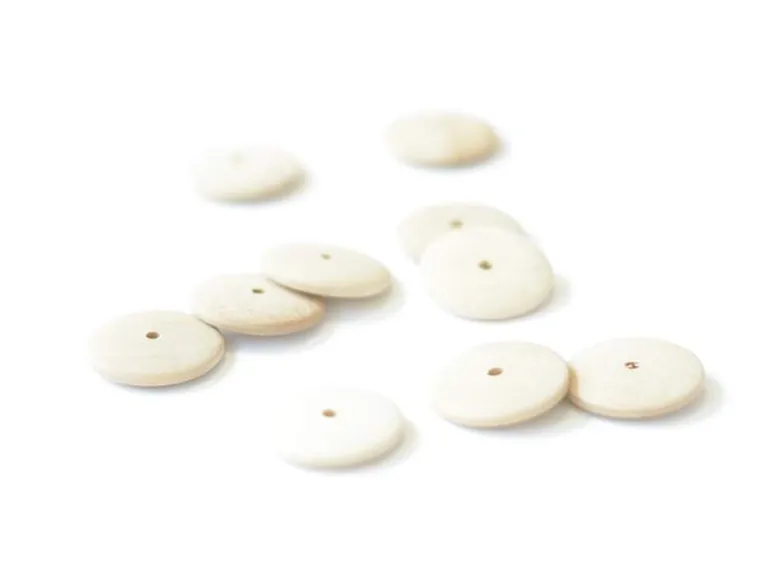 10 perles en bois - Rond plat 23 mm