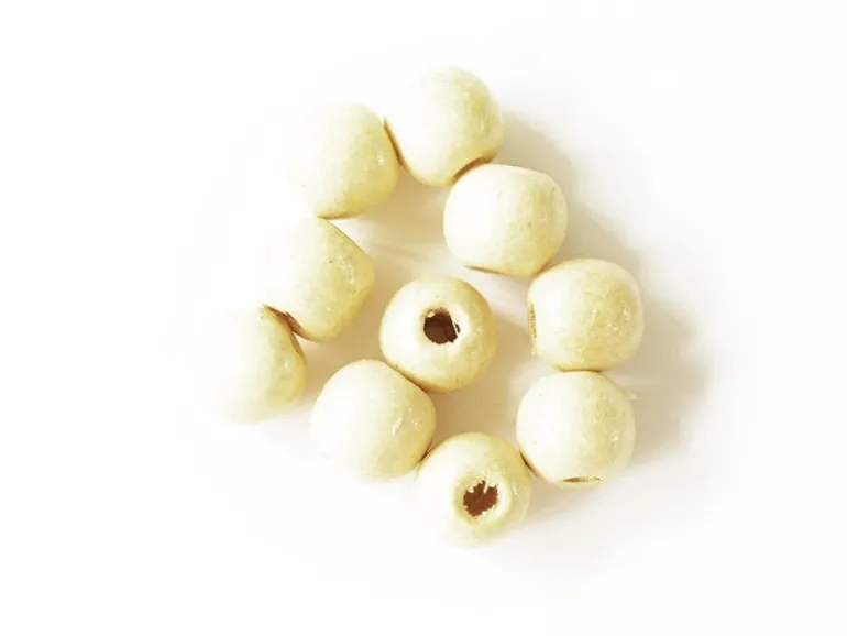 100 perles en bois vernis - Ronde 10 mm