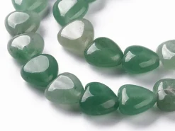 10 perles en forme de cœur en aventurine verte - 10 mm