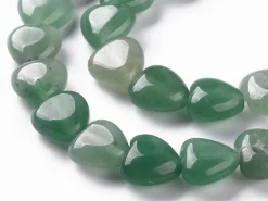 10 perles en forme de cœur en aventurine verte - 10 mm