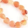 10 perles en forme de cœur en agate rouge - 10 mm