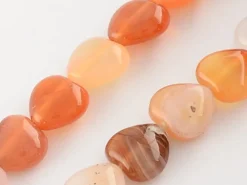 10 perles en forme de cœur en agate rouge - 10 mm