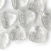 10 perles en plastique - coeur transparents à paillettes - 22 mm