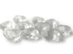 10 perles en plastique - coeur transparents à paillettes - 22 mm