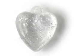 10 perles en plastique - coeur transparents à paillettes - 22 mm