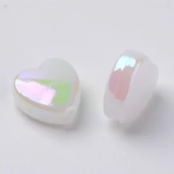 50 perles en plastique - cœurs nacrés - 8 mm