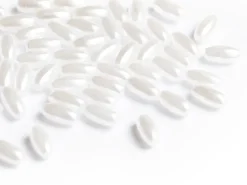 50 perles en plastique - forme riz - imitation perle de culture - 8x4 mm