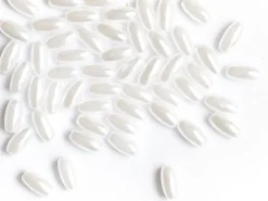50 perles en plastique - forme riz - imitation perle de culture - 8x4 mm