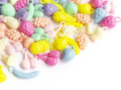 50 perles en plastique - fruits variés - pastel