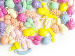 50 perles en plastique - fruits variés - pastel