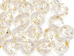 50 perles en plastique - ronde à paillettes - doré - 7 mm