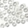 50 perles en plastique - ronde à paillettes - blanc - 7 mm