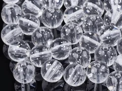 50 perles en plastique - ronde à paillettes - blanc - 7 mm