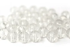 50 perles en plastique - ronde à paillettes - blanc - 7 mm