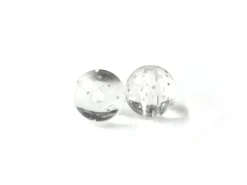 50 perles en plastique - ronde à paillettes - blanc - 7 mm
