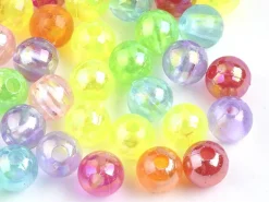 100 perles en plastique - rondes 6 mm - nacrées