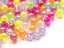 100 perles en plastique - rondes 6 mm - nacrées