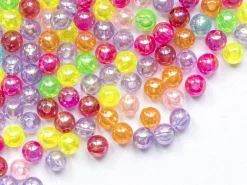 100 perles en plastique - rondes 6 mm - nacrées