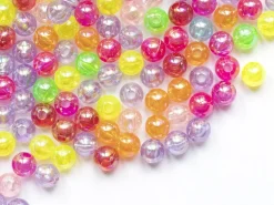 100 perles en plastique - rondes 6 mm - nacrées