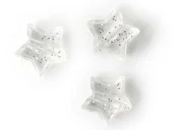 50 perles en plastique - étoiles transparentes à paillettes - 10 mm