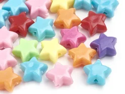 50 perles en plastique - étoiles couleur vive - 12 mm