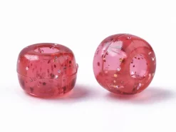 100 perles en plastique basiques pour enfants - pony beads - multicolores à paillettes
